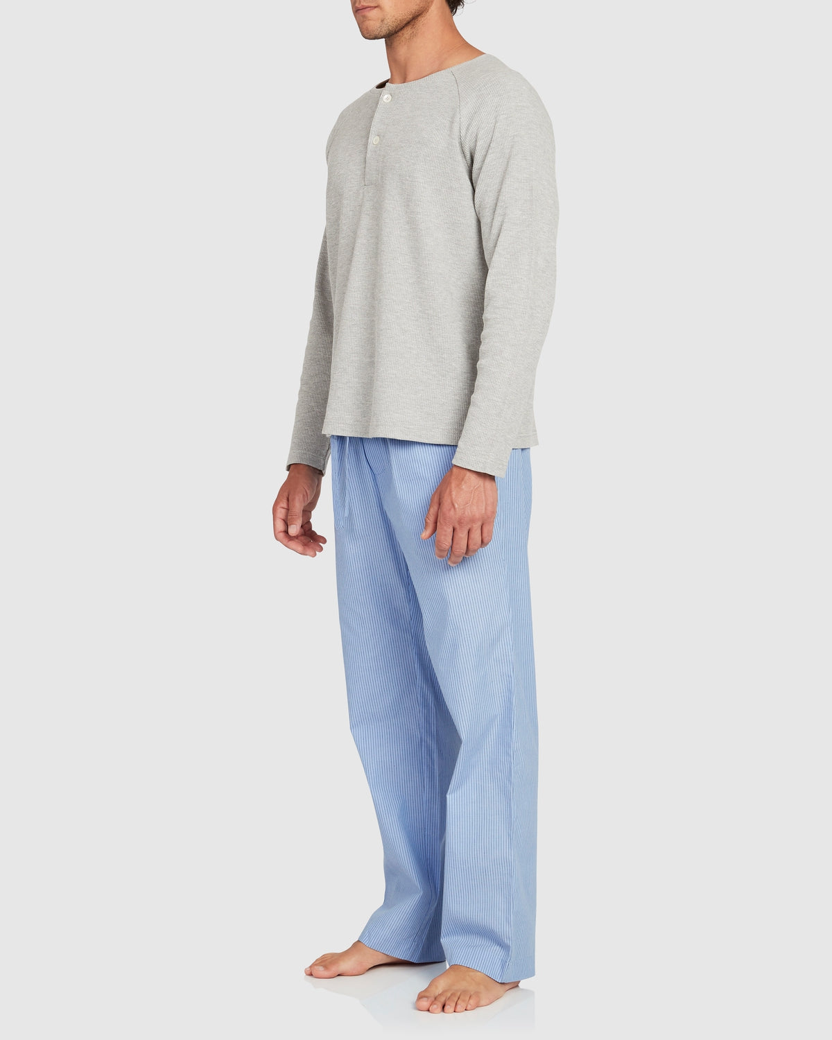 Load image into Gallery viewer, Unisex Cotton Man Pant - Placid Blue Black Stripe
