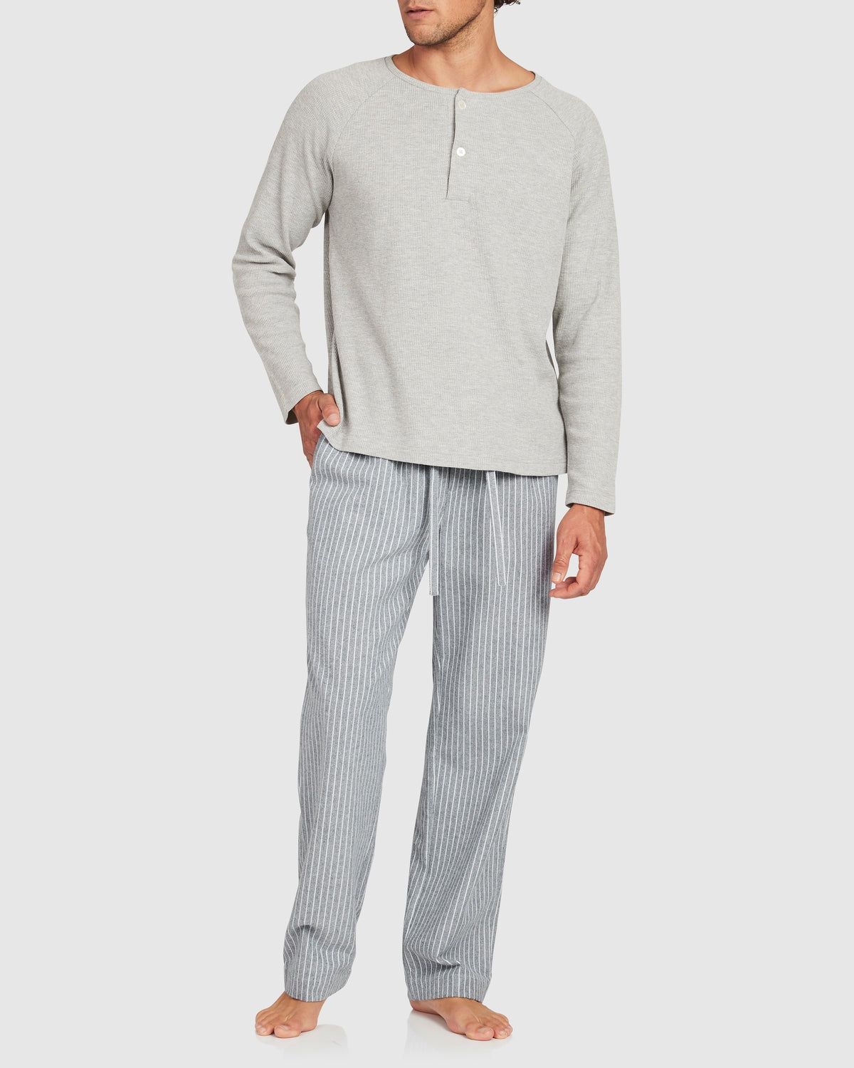 Mens JFK Cotton Waffle Henley