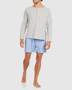 Unisex Euro Cotton Shorts - Placid Blue Black Stripe