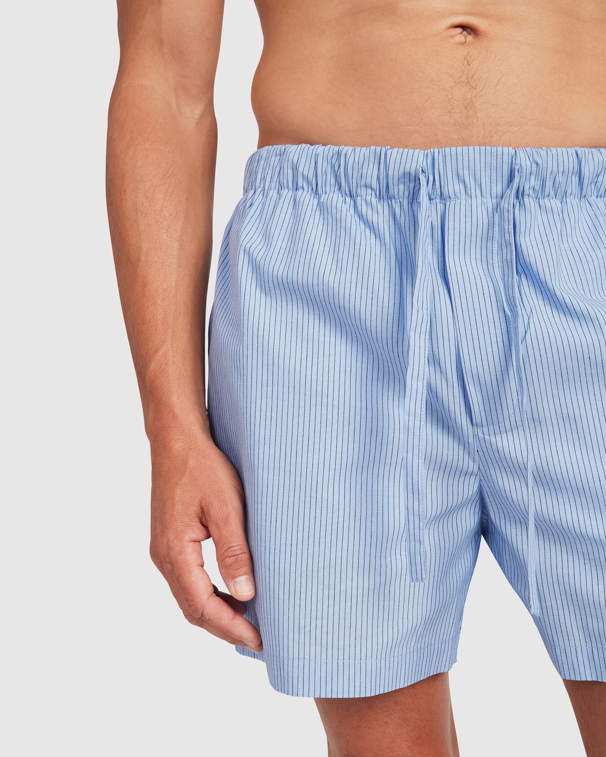 Load image into Gallery viewer, Unisex Euro Cotton Shorts - Placid Blue Black Stripe
