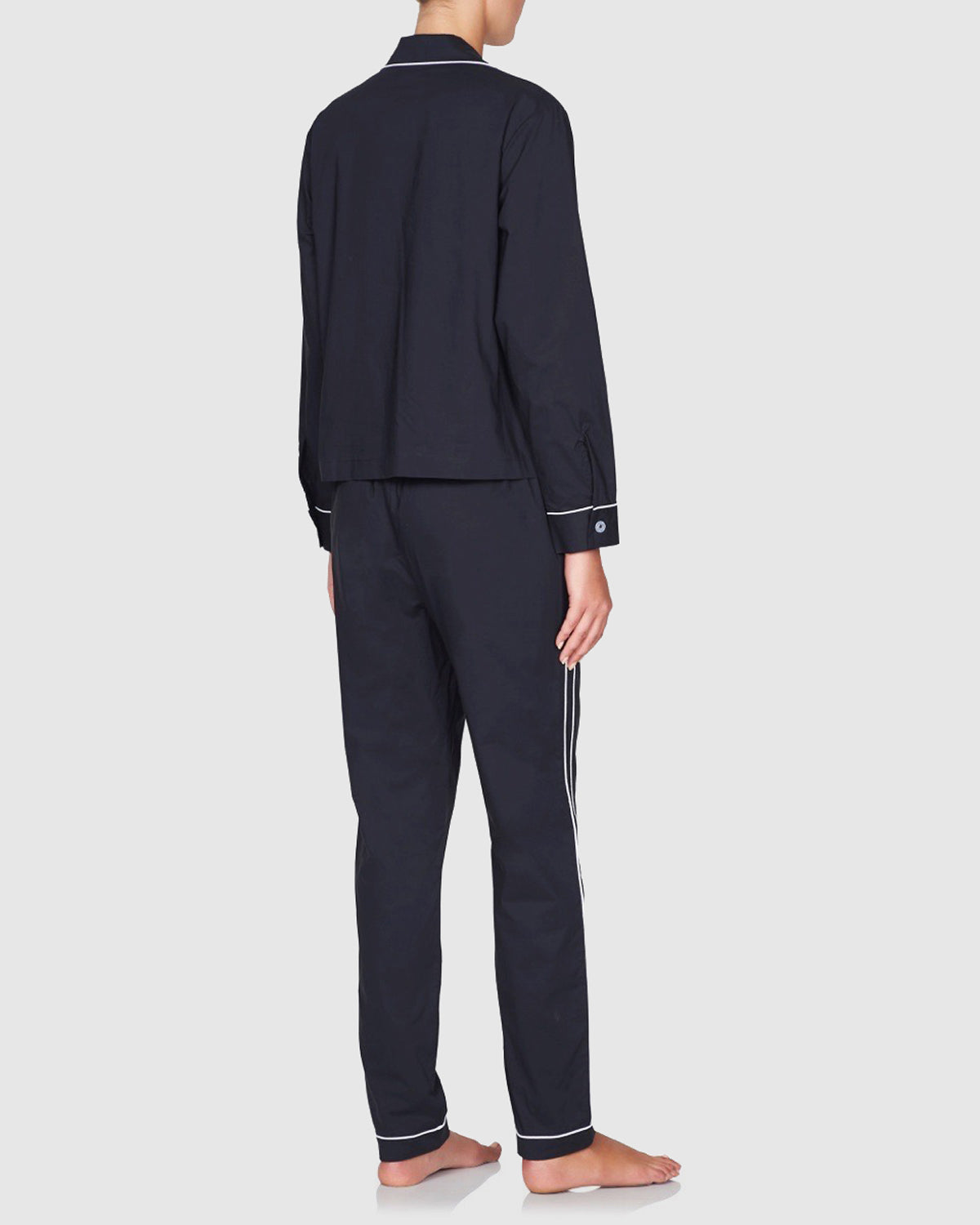 Amalfi Cotton Pyjama Set Navy with White Trim