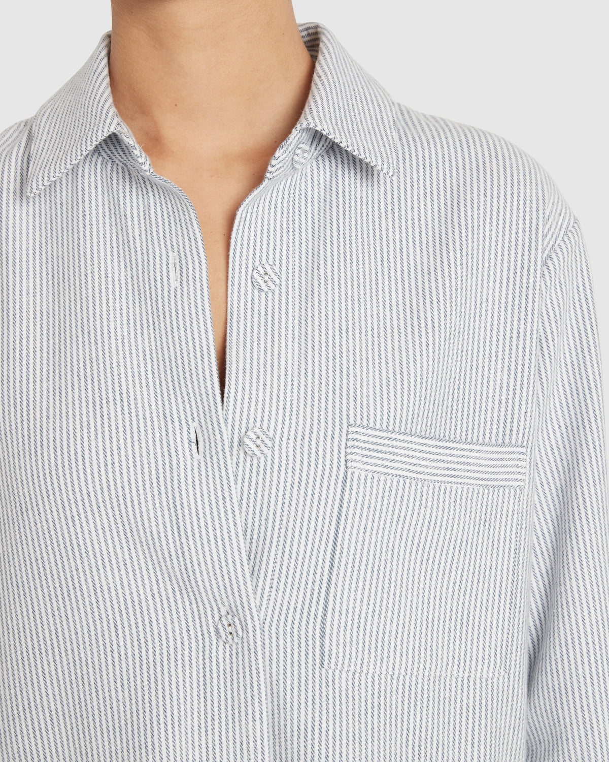 Load image into Gallery viewer, Remi Cotton Flannel Sleep Shirt - Navy Stripe
