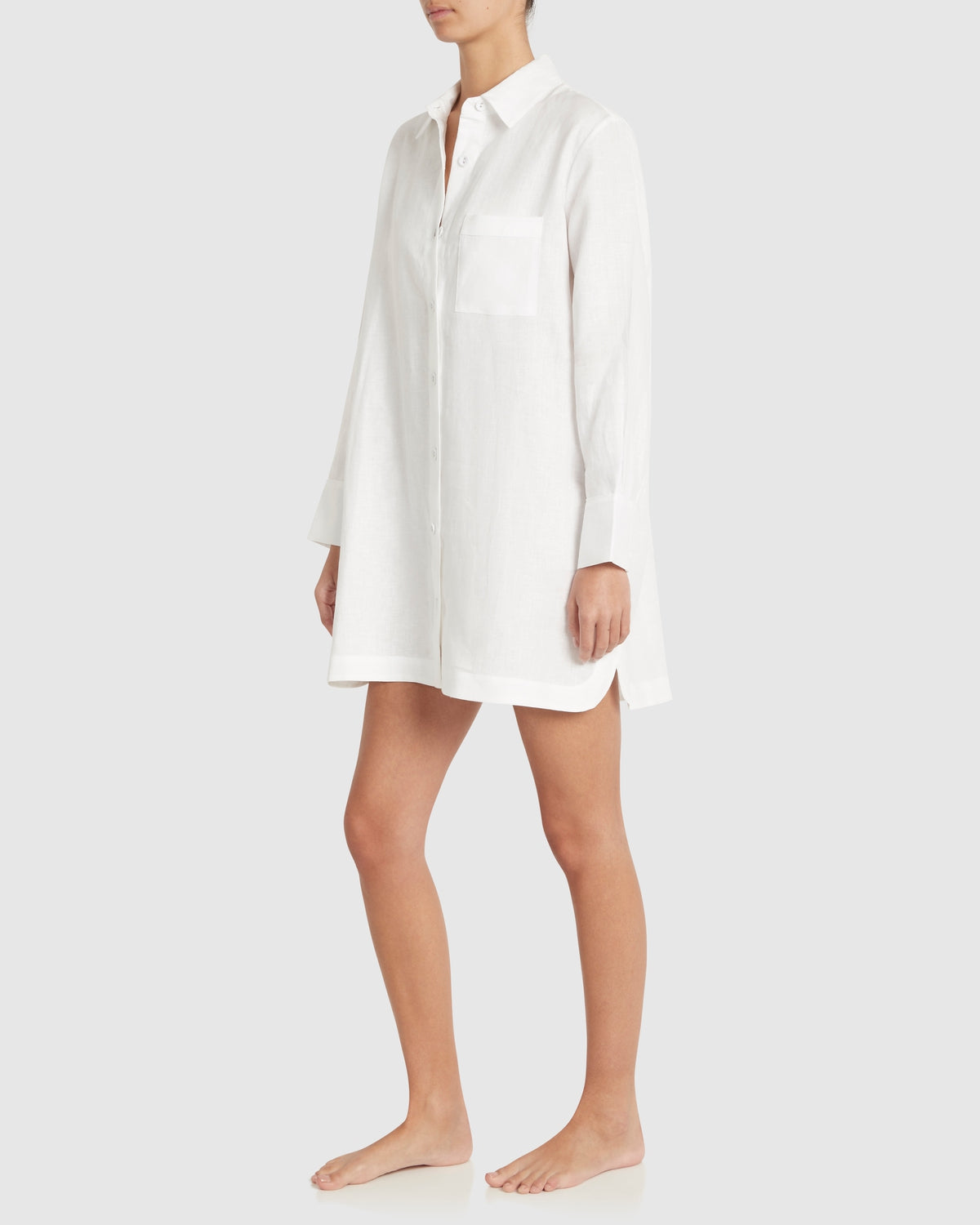 Remi Linen Sleep Shirt White