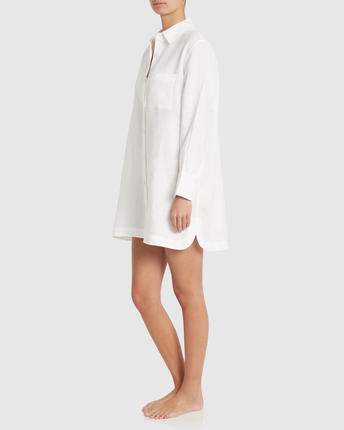 Remi Linen Sleep Shirt White
